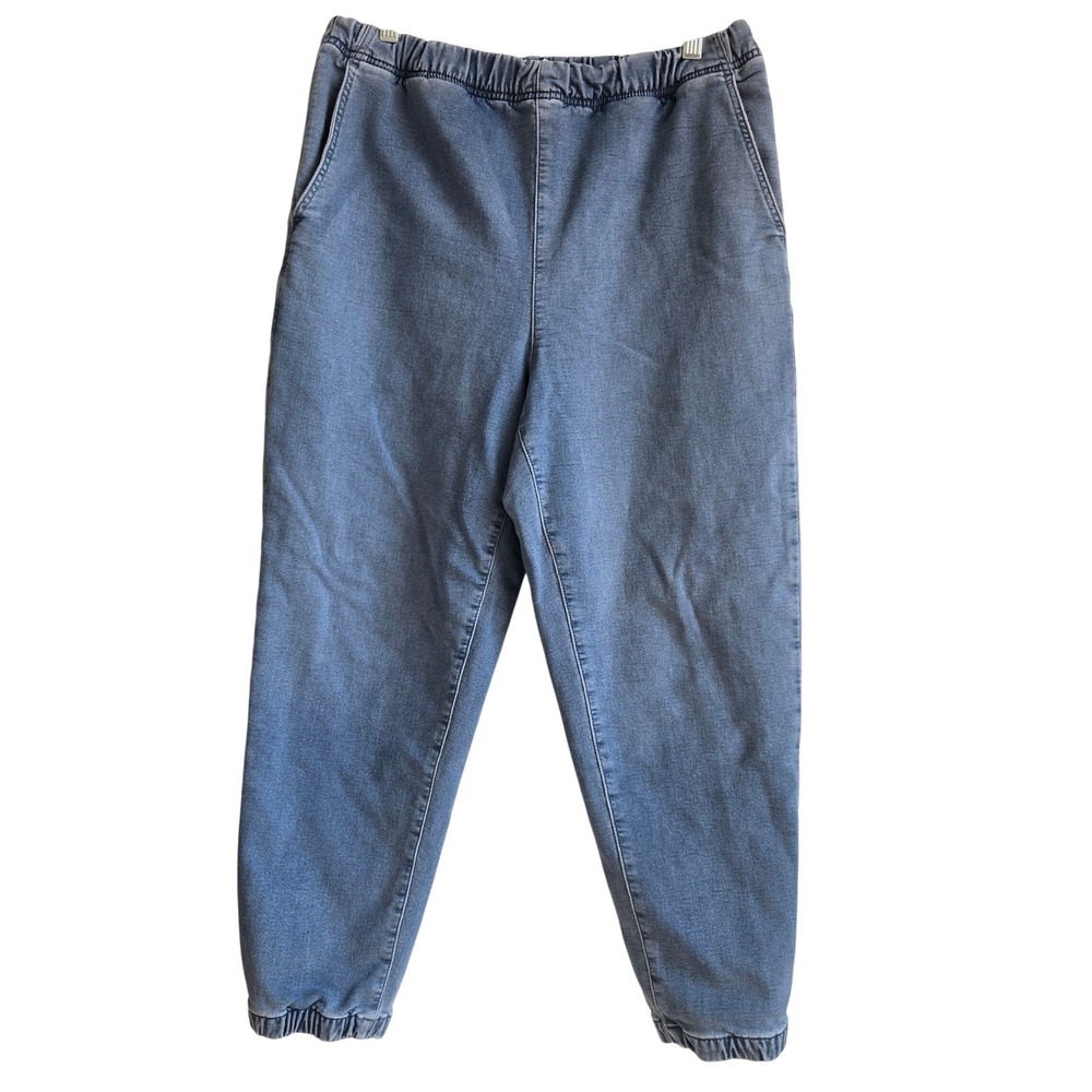 Madewell Medium Sweatpant Jeans Pants Blue Excellent Elastic Waist Denim NC355